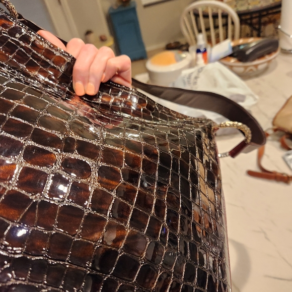 Brighton Patent Leather Croc Embossed Bag - Picture 8 of 16